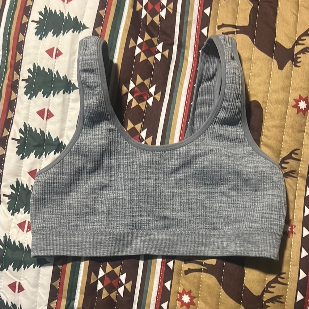 No Boundaries Gray Sports Bra with Wide Straps